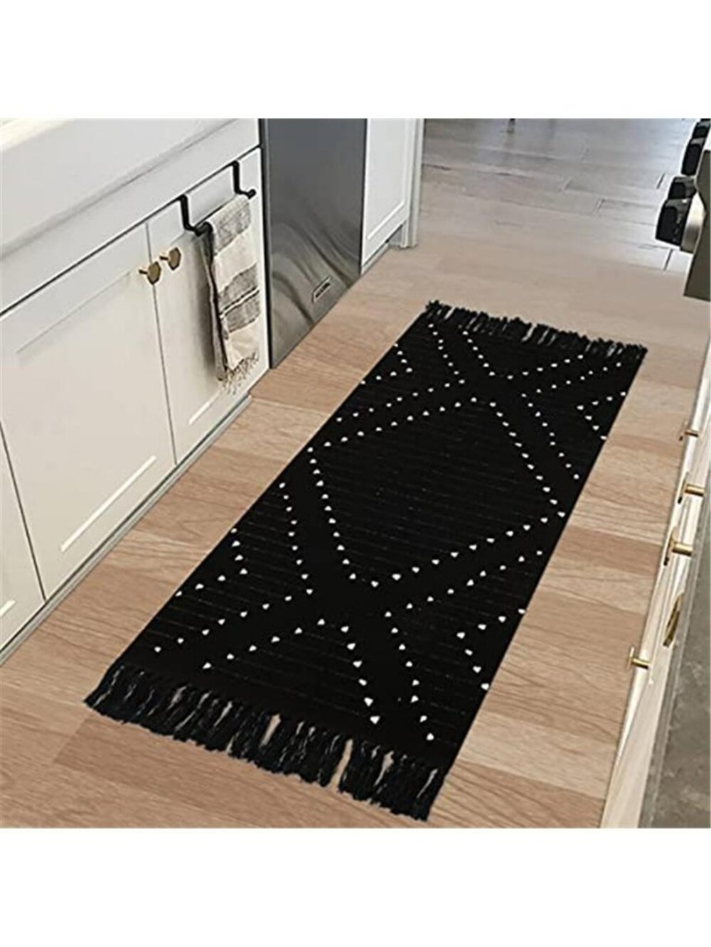 Boho Kitchen Rug 2' x 4.3' Washable Bathroom Runner with Tassel